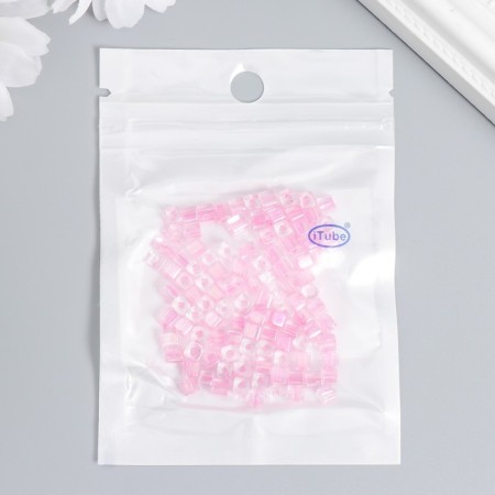 Glass beads 6/0 "Cube. Translucent. Pink" 10 g-2