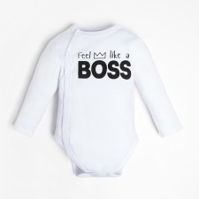 Боди детское с длинным рукавом Крошка Я "Little Boss", рост 62-68 см, цвет белый