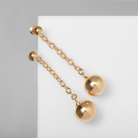 Earrings Metal "Bohemia" balls on a chain, color gold-1