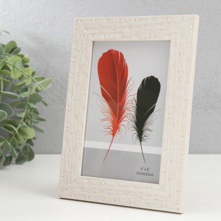 Photo frame Plastic 10x15 cm "Rombs. Texture of the tree" White 18.5x13.5 cm-1