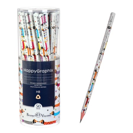 Pencil Chernographic 2 mm Happygraphix "Dachshunds", NV, three -sided