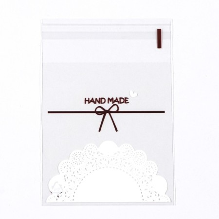 BOPP package with sticky tape, "handmade", 10*11+3cm