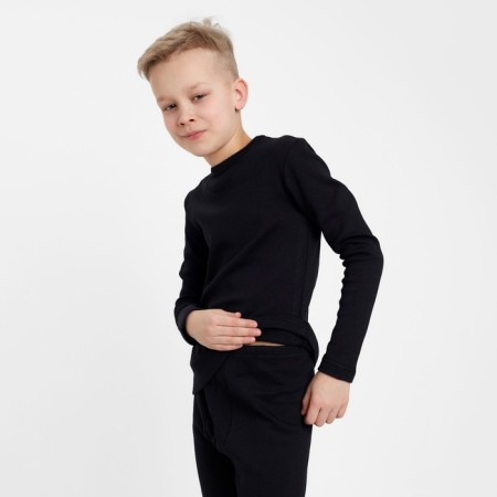 Thermal underwear for a boy (longshit, leggings) is black color, height 116-8