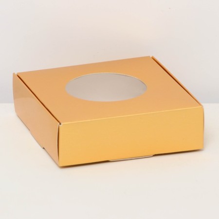 Boxing box, with a window, gold, 10 x 10 x 3 cm