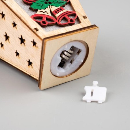 Christmas tree toy "Lantern with bells", from batteries, glow of warm white-4