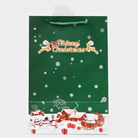 Gift package with the New Year window, embossing, 30 x 20 x 16 cm, green-2