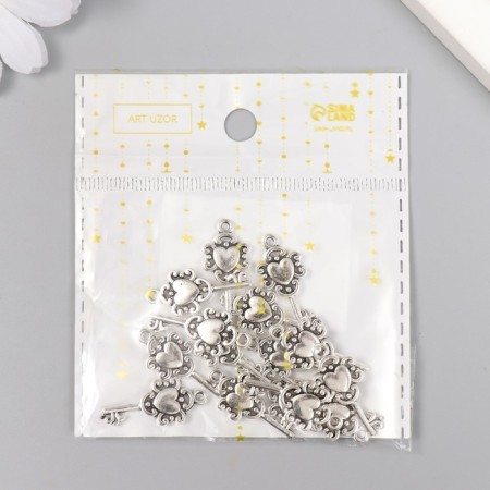 Decor for creativity Metal "Key with heart" silver 2.6x1.2 cm-4