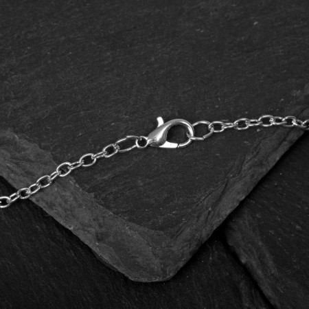 Pendant "Gothic" heart with horns, red color in silver, 50 cm-2