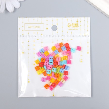 Buttons plastic for creativity 2 punctures "Color Squares" micro set 80 pcs 0.6x0.6cm-5