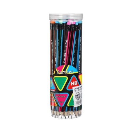 Pencil of black -scores "strips" hardness of HB, with an eraser, triangular, sharpened, in a tube, mix-8