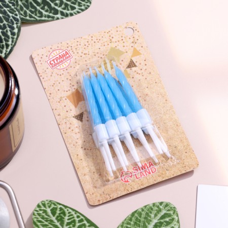 Candles for the "Neon" cake, 10 pcs, blue 5 cm-4
