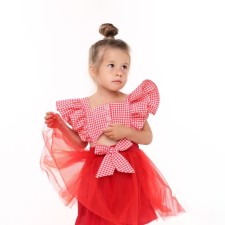 Dress for girls, red color, height 92cm
