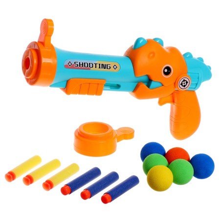 Dino pistol, shoots soft bullets and balls, mix-8