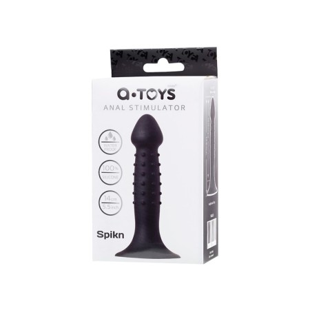 Anal phallimitator A-Toys Spikn, silicone, black color, 14 cm-5
