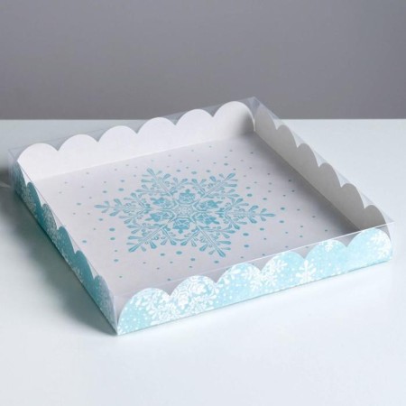 Box for confectionery with PVC lid "Let it Snow", 21 x 21 x 3 cm, new year-1