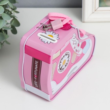 Piggy bank Metal with a lock "Ked with chamomile" mix 7x16x12 cm-3