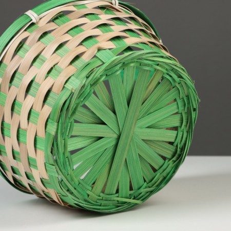 Wicker basket, bamboo, 21x21x10/24 cm, green-4