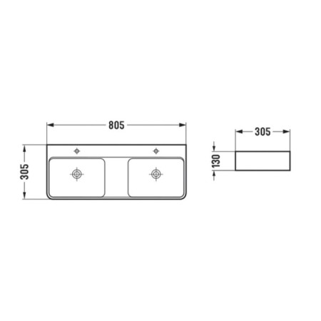Slide -suspended Comforty 78694, rectangular, two bowls, white color-3