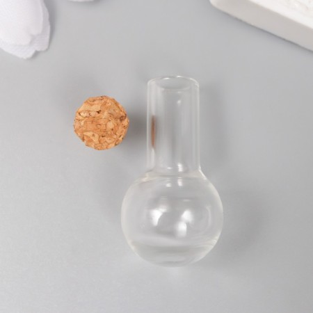 Decor for creativity glass "Bottle with a cork" 1.5x1.5x3 cm-2