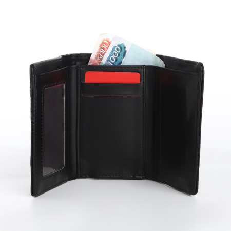 Women's wallet on a magnet, black color-5
