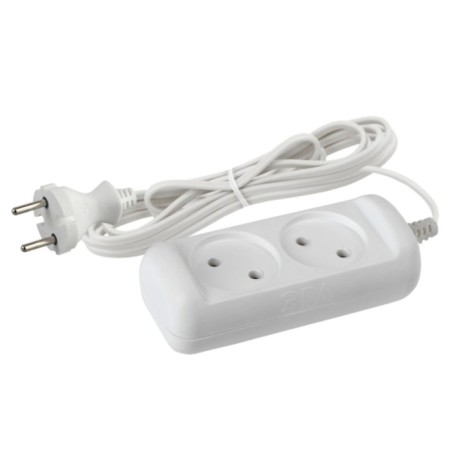 Extension cord electric era UX-2-3M without grounding 2 outlet 3 m, SHVVP 2x0.75mm2 6a