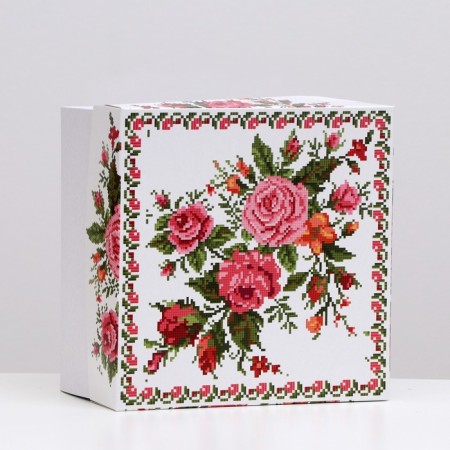 Cake box "Pixel flowers", 21.5 x 21.5 x 12 cm, 1 kg-1