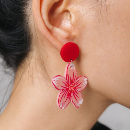 Earrings "Japan" sakura and ovals, colored in silver-3