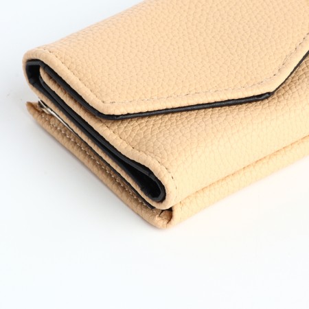 Women's wallet on the button, beige color-4