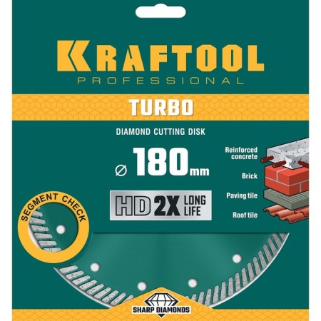 Diamond disk Kraftool 36682-180, segmented, D = 22.2 mm, 180 mm-2