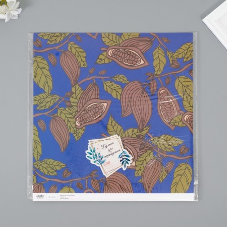 Scrapbooking paper "Cocoa on blue" density 180 grams set 5 pcs 30.5x32 cm-4