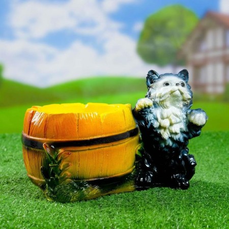 Figure Kashpo "Kitten with a barrel" 23x14x15cm-3