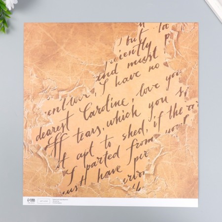 Scrapbooking paper bilateral "leaves and manuscript" density 180 g 30.5x32 cm-2