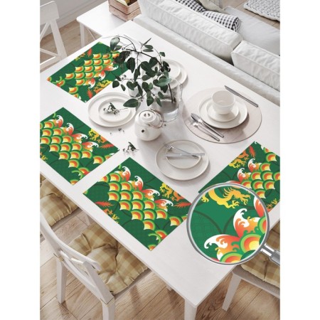 Set of napkins for setting the table "Fire Dragons", rectangular, size 32x46 cm, 4 pcs-1