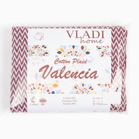 Valencia plaid 140x200cm, white/burgundy, cotton 50%, polyester 30%, pan 20%-3