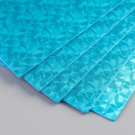 Foamiran metallized "Blue flash" 2 mm format A4 set of 5 sheets-3