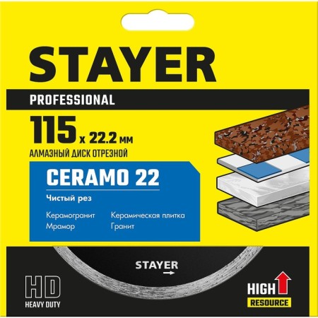 Diamond disk Stayer 3664-115_z02, continuous, d = 22.2 mm, 115 mm-1