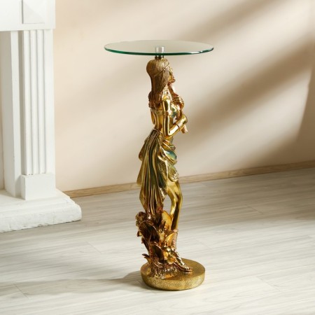 Decorative table "African beauty with a bouquet" gold 38x38x85 cm-2