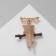 Brooch "Kitten" on a branch, white-brown color in gold