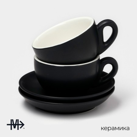 Keramic Tea Magistro Matt Black, 4 items: a cup 210 ml, 2 pcs, a saucer d = 14 cm, 2 pcs-1