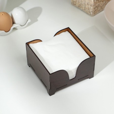 Wooden napkin "Mokko", without engraving, with napkins, chocolate color-1