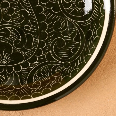Plate plate of Rishtan ceramics "Patterns", green, flat, 15 cm-2