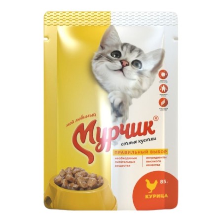 Canned food murchik for cats, chicken, 75 g