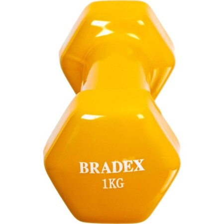 Rubberized dumbbell bradex SF 0533, yellow, 1 kg-1