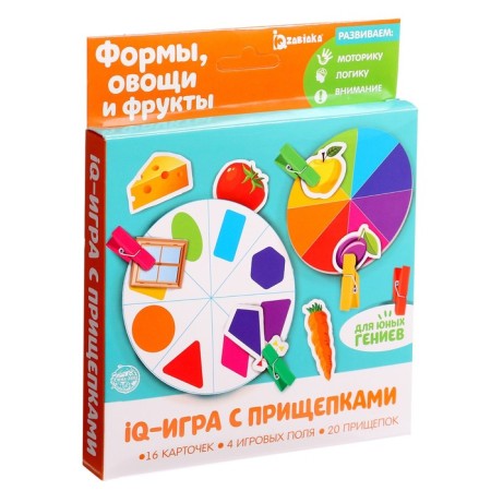 Developing game with clothespins "Forms, vegetables and fruits", according to the Montessori methodology-6
