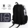 School backpack from textiles on a zipper, 3 pockets, black/gray color