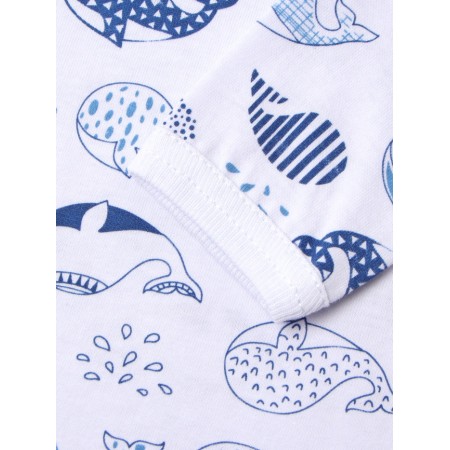 Children's blouse with long sleeve "Whales", white/blue color, height 62 cm-2