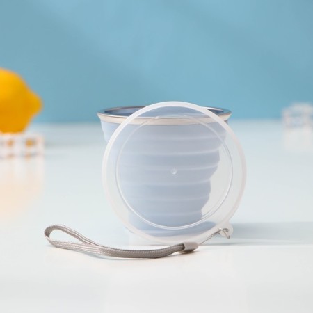 A silicone cup folding with a lid of the Aille, 180 ml, 9 × 8.5 × 9 cm, color mix-1