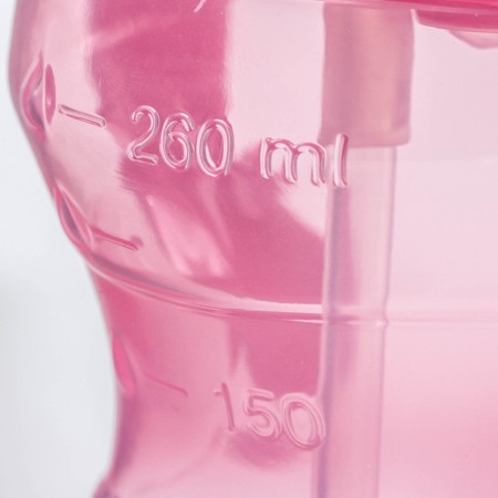 Children's stroke with silicone tube, 260 ml., With handles, pink color-3