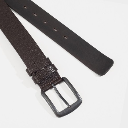 Male belt, width 4 cm, screw, buckle metal, brown color-1