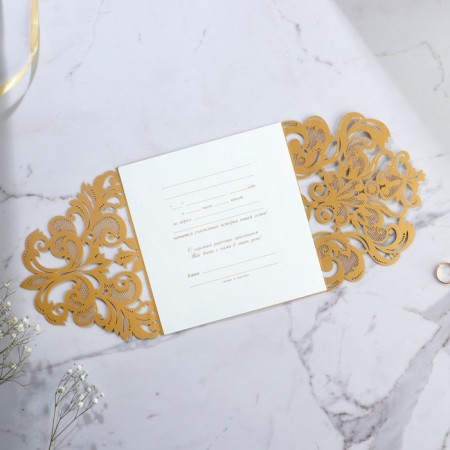 Wedding invitation "Carved" (gold color), 16 x 16 cm-6